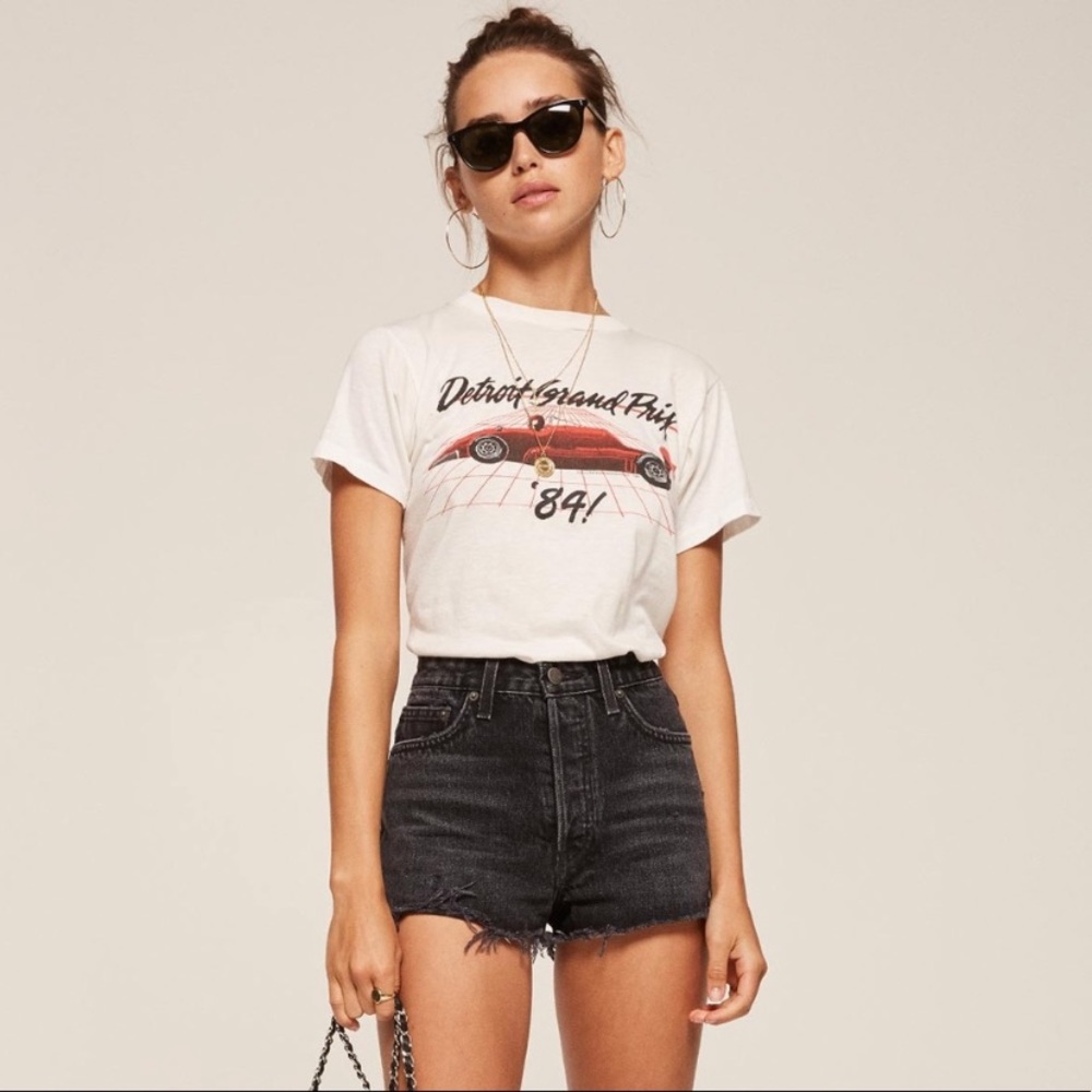 Reformation High Rise Cutoff Black Shorts 27